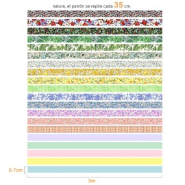 20 Rollos Juego de Cinta Washi, Cinta Decorativa de Color y Papel, Cinta Washi Decorativa con Diseño Floral, Washi Tape para Álbumes de Recortes, Embalaje de Regalo, Manualidades Diarios （nature）