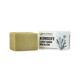 Originale Kernseife von Hautwohl Natur 130 g. Echte Kernseife, handgemacht in Deutschland, vegan, duftstofffrei, palmölfrei, biologisch abbaubar & plastikfrei
