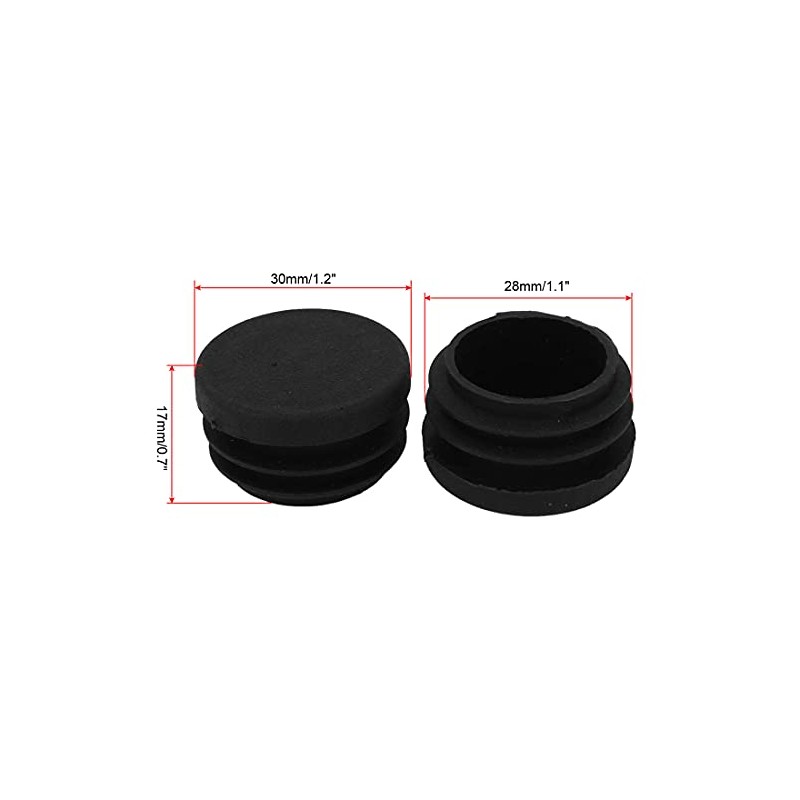 sourcingmap 28mm Black Plastic Blanking End Caps Tube Insert Cover