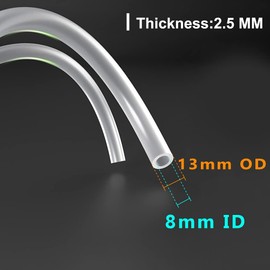 Feelers 8mm ID x 13mm OD High-Strength Silicone Tubing Thick Food Grade Pure Silicon Tube High Temp Home Brewing Winemaking Silicone Hose Tubing, 10ft Length