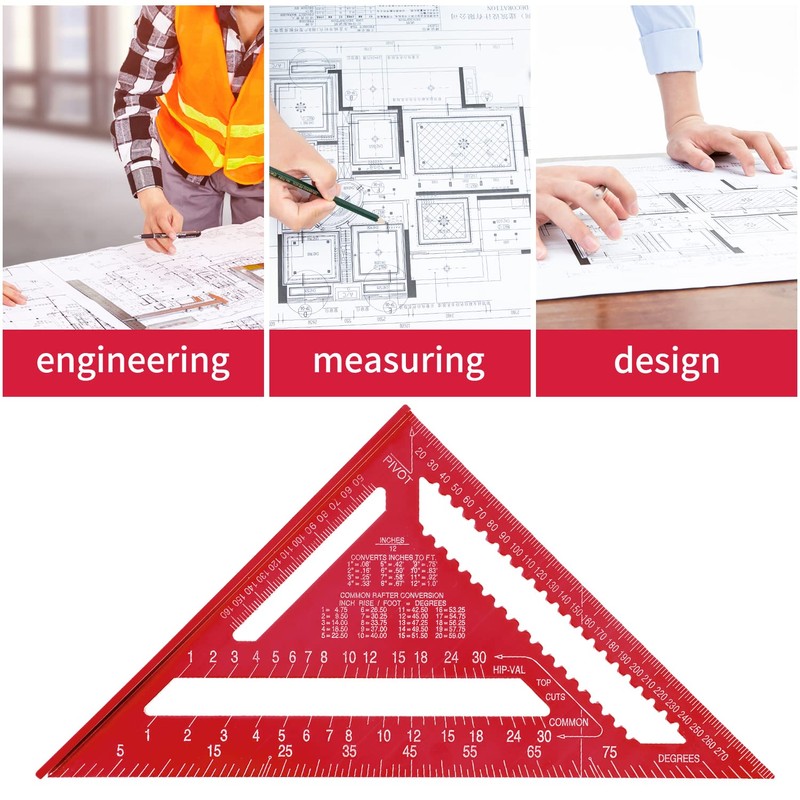 Senbaler 12 Inch/300mm Aluminum Alloy Triangle Ruler, Woodworking Speed Square