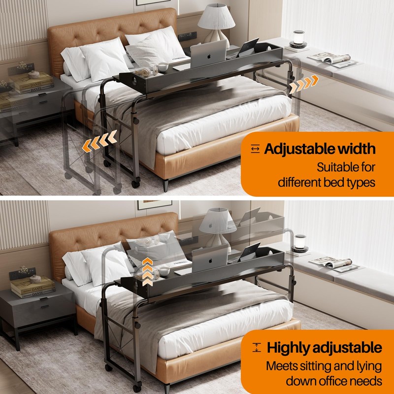 BYMECOST Laptop Desk for Bed, Adjustable Height & Length Laptop