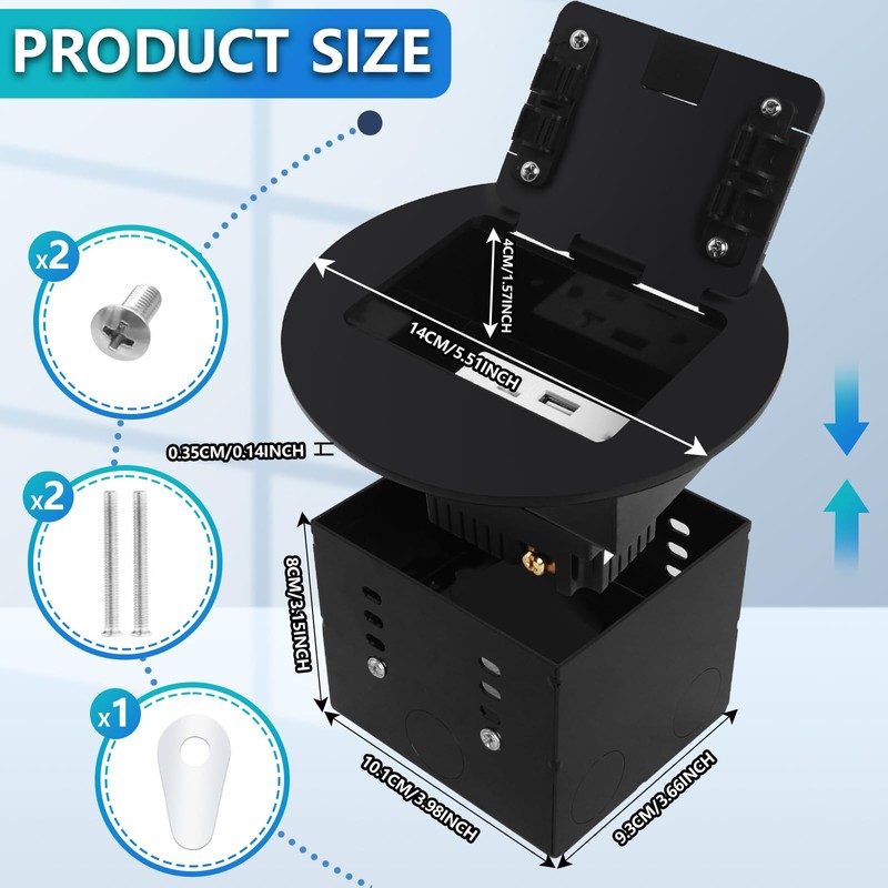 KYHSHJ Standard Outlets Recessed Circular Floor Socket Kit with 2