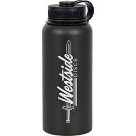 32oz Disc Golf Water Bottle | Powder-Coated Scratch Resistant Finish | Double-Walled Vacuum Insulation | Keeps Liquids Hot or Cold with Sweat Proof Outer Wall (Westside Discs Black)
