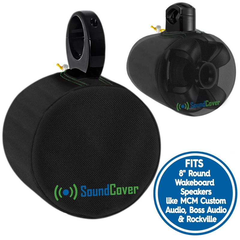 Black Waterproof 600D Marine Wake Tower Speaker Covers – Large
