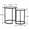 inoseen Round Glass Coffee Table Set 2 Black Nesting Table