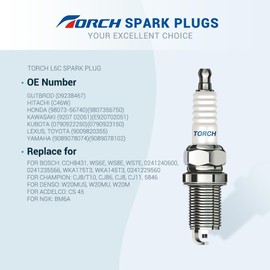 TORCH L6C Spark Plug Repalce for BM6A BM6 Spark Plug, for CJ8 RCJ8 TJ8J Spark Plug, for W20M-U W20M-US Spark Plug, for WK175T1 WS6E WS7E WS8E 0241240600 Spark Plug, OEM