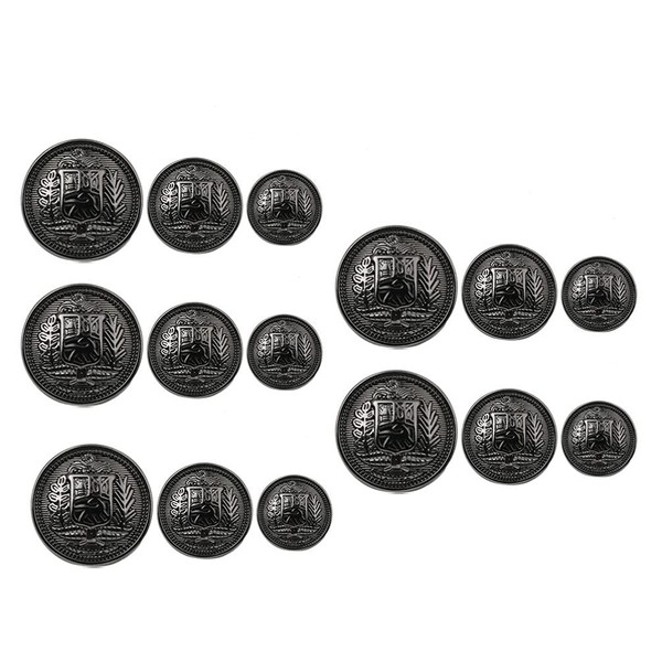 Milisten 30Pcs Metal Buttons Vintage Metal Sewing Buttons Antique Shield Buttons Decorative Buttons for DIY Coat Blazer Suits Uniform Clothing (Black)