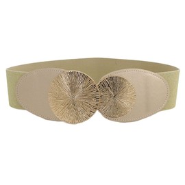 Oyccen Women's Elastic Waist Belt for Dress Coat Women's Wide Belt with Metal Buckle, gold
