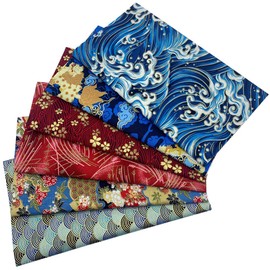 EDGEAM Pack of 6 Cotton Fabric Patchwork Fabrics Sewing Fabrics 40 x 50 cm Printed Cotton Fabric Package for Sewing for DIY Crafts (Colourful B)