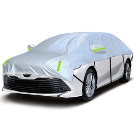 Half Car Cover Top All Weather, Universial Car Cover Outdoor Indoor for Sunshade Cover Snow Cover Waterproof Snowproof (Fit Sedan