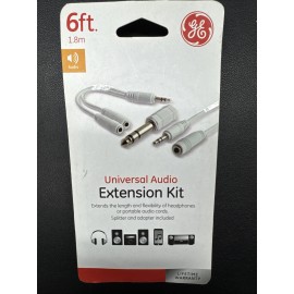 GE Universal Audio Extension Kit 6ft 34509 White. Splitter And Adapter Included.