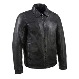 Milwaukee Leather Vintage SFM1804 Men's Classic Black Zipper Front Jacket with Shirt Collar - 2X-Large