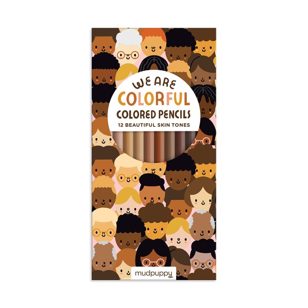 Mudpuppy We Are Colorful Skin Tone Colored Pencils from, Includes 12 Colored Pencils, Beyond Just Peach and Brown!, Makes for a great gift!, Ages 5+
