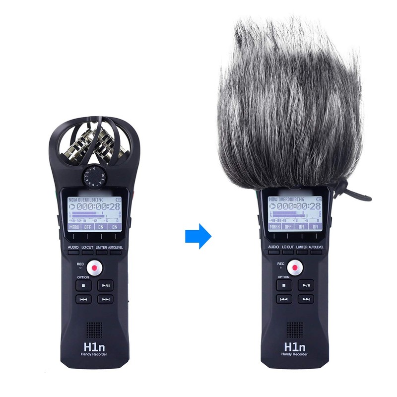 Wind Muff H1 Recorder Outdoor Furry Windscreen, Mic Windshield Wind