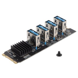 M.2 NVME to PCIE 1X Riser Card M.2 NVME to 4 Ports PCIE 1X USB 3.0 Heat Dissipation 4 PCIE Graphics Card Expansion
