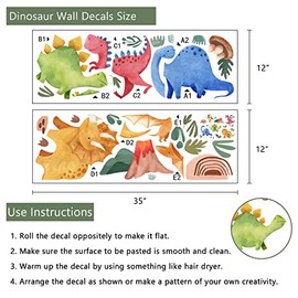 Yovkky - Pegatinas adhesivas de pared de dinosaurios bebé, cueva de volcán de dino, decoración neutral para guardería, sala de juegos, habitación de niños, decoración para el hogar, dormitorio de