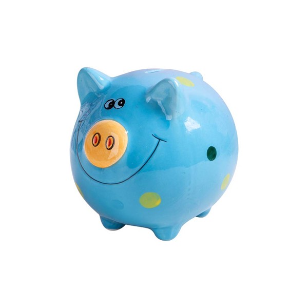 JYPHM Ceramic Piggy Bank for Kids Coin Bank for Boys and Girls Unique Birthday Gift Nursery Decor Piggy Banks Blue (5x5x4inch)
