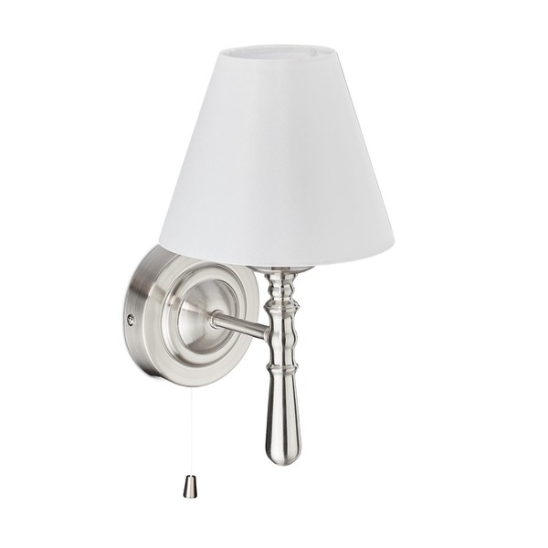 Relaxdays Wall Lamp with Shade, Indoor, Pull Switch, Hallway &