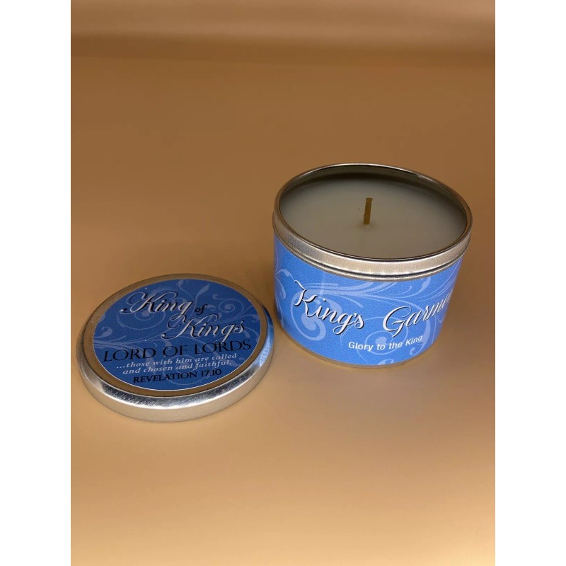 Abba Oil KING'S GARMENTS CANDLE SCRIPTURE TIN - "KING OF