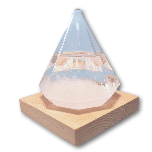 fullion Storm Glass, Weather Forecast Bottle, Diamond, Large, Storm Glass, Wood Base Included Diamond