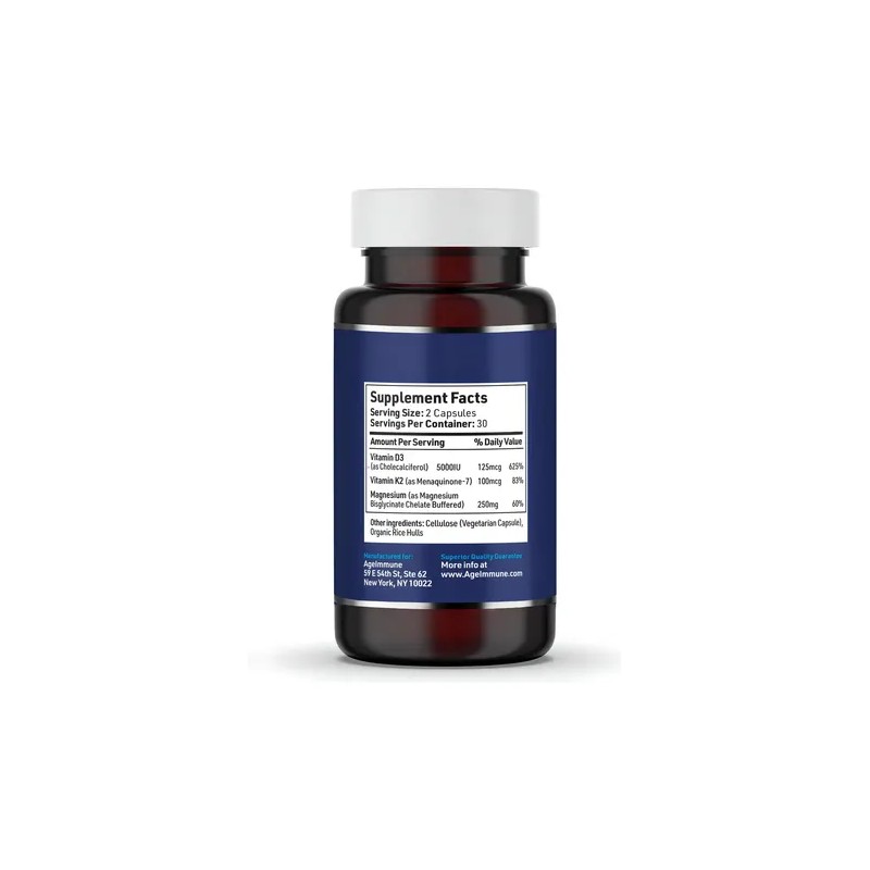 Ageimmune Suplemento D3 K2 Magnesio Glicinato 60 Cápsulas
