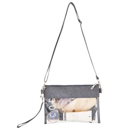 Clear Crossbody Purse Bag Stadium Approved Clear Tote Bag with Adjustable Shoulder Strap(Grey)