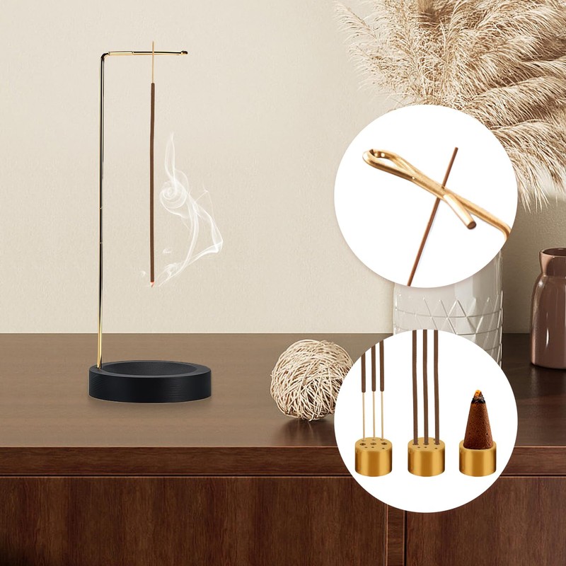 TIHNY 2-in-1 Wooden Incense Stick Holder with Cone Spool, Upside