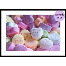 Valentine Candy Hearts Unframed Photo Romantic Wall Art Funny Gift for Friend Colorful Pastel Decor Pink Purple Yellow Orange White Love Hope 5x7 8x10 8x12 11x14 12x18 16x20 16x24 20x30