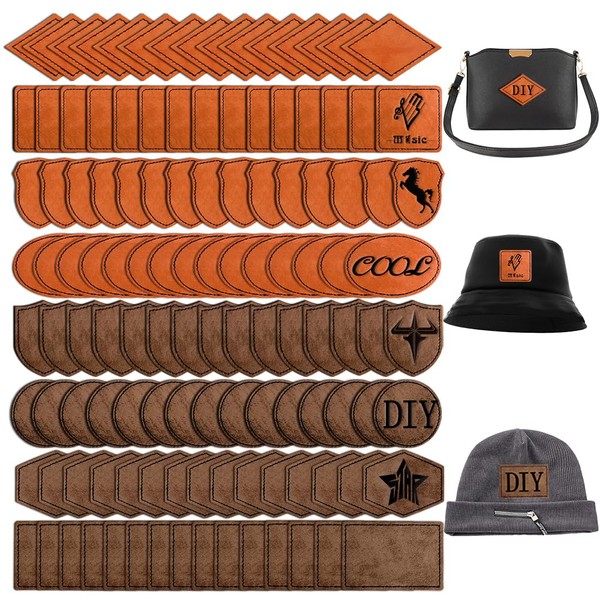Bestlabel 120PCS Blank Hat Patches Laserable Square Rustic Leatherette Patch