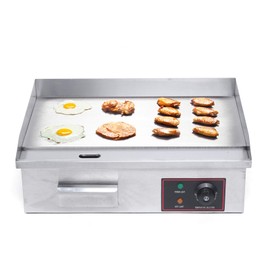 XUANIIIL 1.6KW 22" Commercial Electric Countertop Griddle Stainless Steel BBQ Flat Top Grill Hot Plate, Adjustable Temperature Control 50°C to 300°C, for Kitchen Restaurant