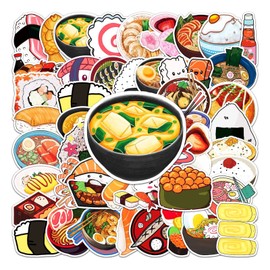 Cute Sushi Roll Rice Stickers,50 PCS Kawaii Japanese Food Graffiti Vinyl Waterproof Decals for Water Bottles Computer Bicycle Skateboard Luggage Phone Pad Laptop Kids Teens Stickers Pack