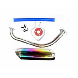 New! High Performance Exhaust System Muffler for GY6 50cc-400cc 4 Stroke Scooters ATV Go Kart (Rainbow)