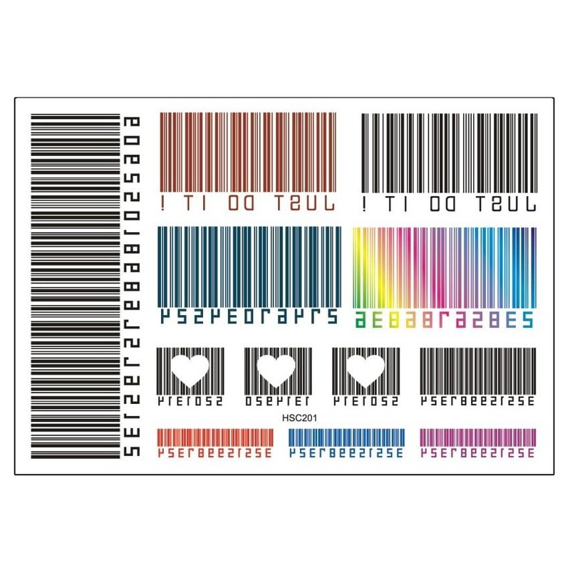 2 Sheets Temporary Barcode Tattoo Rainbow Tattoo Strawberry Tattoo Barcode