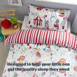 Silentnight Circus Healthy Growth Kids Reversible Soft Easy Care, Boys Girl Duvet Cover Adventure Bedding Set with Pillowcase - Single (135cm x 200cm)