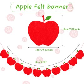 Tatuo 2 Sets Apple Shaped Felt Banners Back to School Decoration Pre-Assembled Apple Garland First Day of School Classroom Decorations Party Supplies Photo Props