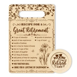 Gifts For Teacher, Recipe For A Great Retirement Cutting Board With Coaster Set, Birthday Gifts For Women, Teachers Day Christmas Kitchen Supplies -03