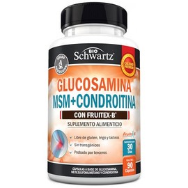 BioSchwartz Glucosamina Condroitina MSM con Colágeno, 90 Cápsulas  Con ácido hialurónico, cúrcuma, jengibre y FruiteX-B suplemento de apoyo para...   