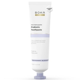 Boka Probiotic Toothpaste, Nano Hydroxyapatite Fluoride Free, Dental Oral Probiotics for Teeth & Gums, Women, Men & Kids - Peppermint Blossom, 4 Fl Oz, 1Pk