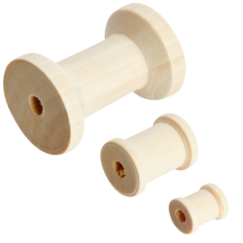 Bright Creations Empty Wooden Spools for Crafts in 3 Sizes