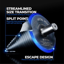 AugTouf toolant Gigantic Step Drill Bit(Pro Max), 1/4'' - 2-1/2''(15 Step Size) Large Step Bit, 1/2'' Shank Unibit Step Drill Bit for Metal, Aluminum, Wood, Plastic