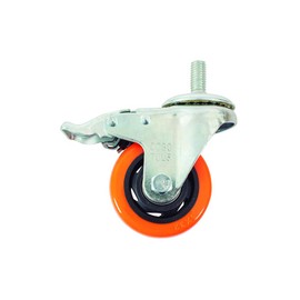 DOGOTULS ZF5196 Rodaja de PVC Naranja Giratoria con Espiga Roscada y Freno 3"