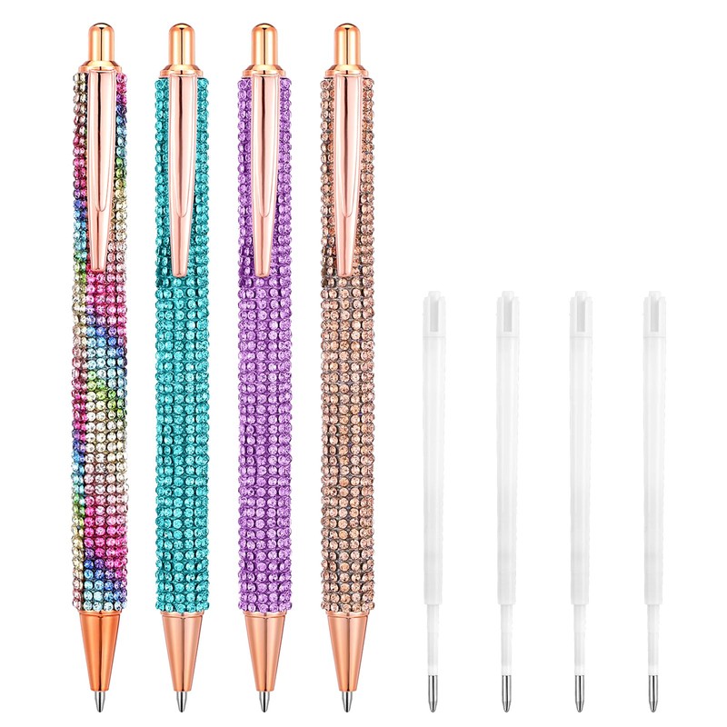 Sibba 4 Pcs Rhinestone Sparkle Pen Ballpoint Bling Crystal Diamond