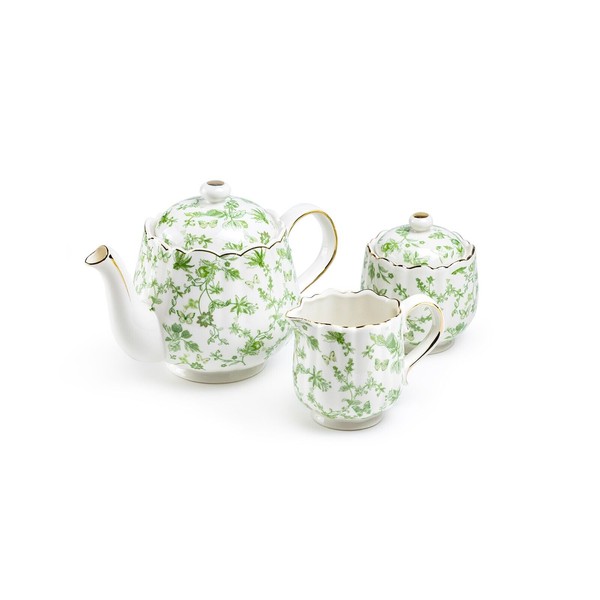 Grace's Teaware Grace Teaware Greeny Garden Fine Porcelain 3-Piece Tea