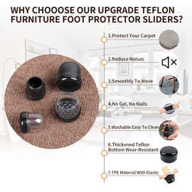 16PCS Chair Leg Sliders for Carpet, Chair Glides for Carpet, Furniture Sliders & Thermo-Plastic-Elastomer Combination of Chair Leg Protector,Smoothly Slide on Carpet No Scratches (Fit 0.75-1",Clear)