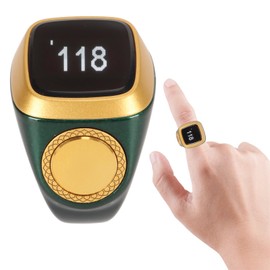 Electronic Finger Counter, Prayer Reminder Counter , Vibration Reminder, 0.49in Screen, Compatible with5.1, Synchronize Data to Smartphones (Green)