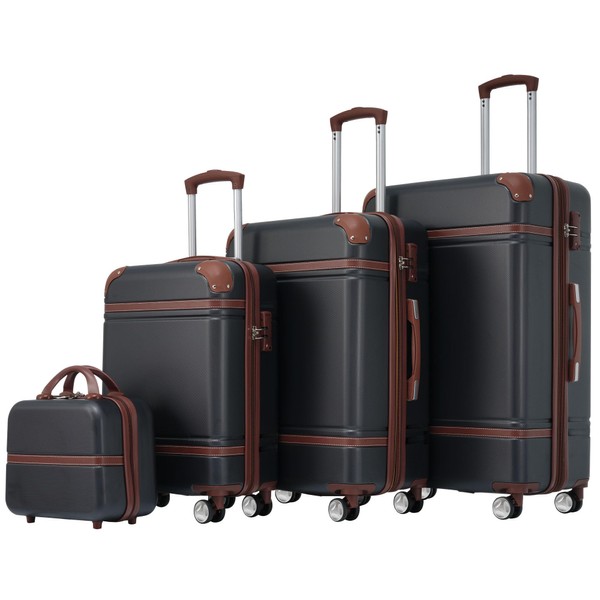 Merax 20”+24”+28” Luggage and Cosmetic Set of 4, Hard Shell