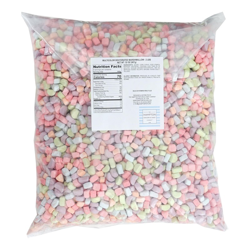 Dehydrated Cereal Marshmallows, 2 Pound Bulk Bag Mini Dehydrated Marshmallows,