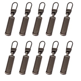 YZSFIRM Luggage Zipper Pull Replacement: 10Pcs Gun Color Zipper Tab - Metal Zipper Extension Handle - Detachable Small Hole Zipper Pulls Tags