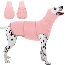 KOESON Dog Calming Hoodie, Pet Thunder Jacket with Ear Wrap, Breathable Dog Anti-Anxiety Vest for Thunder, Fireworks, Travel, Separation, Comfort Pet Anxiety Relief Wrap, Pink XL